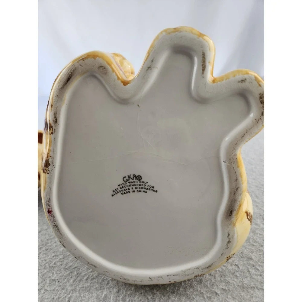 GKAO Scratching Cat Cookie Jar Tan Tabby Orange Smiling Kitten‎ Treat Holder